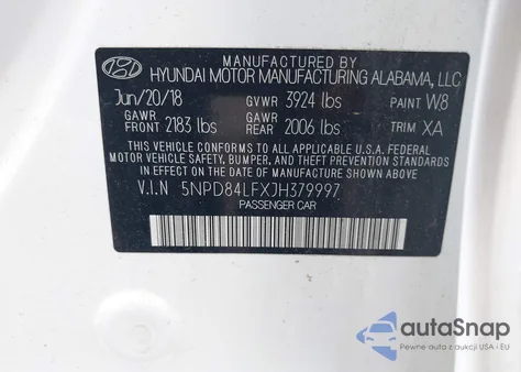 2018 Hyundai Elantra Value Edition from USA, damaged, VIN 5NPD84LFXJH379997